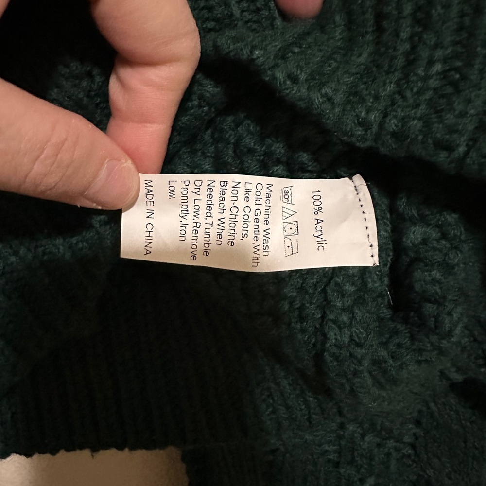 ♻️ Zaful Cable Knit Cropped Sweater - Green - Picture 4 of 5